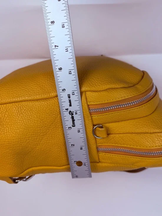 Mustard Yellow Leather Mini Backpack Convertible Crossbody Bag - Picture 7 of 9